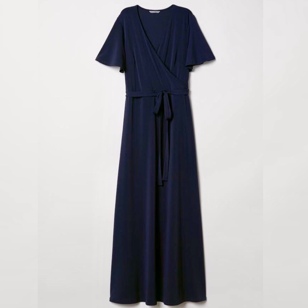 H&M V-Neck Maxi Dress Dark Blue